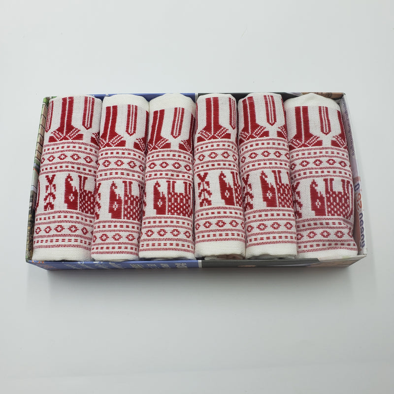 ラオス伝統柄 大判ハンカチ5点セット