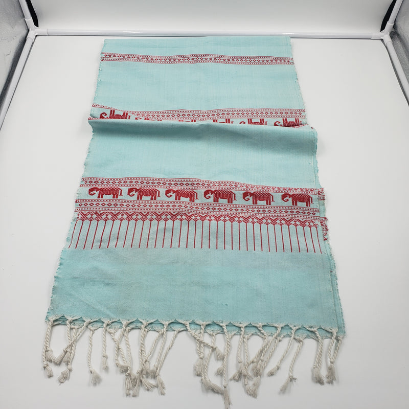 スカーフ (水色/赤)