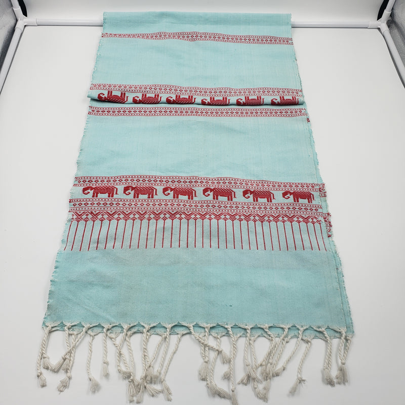 スカーフ (水色/赤)