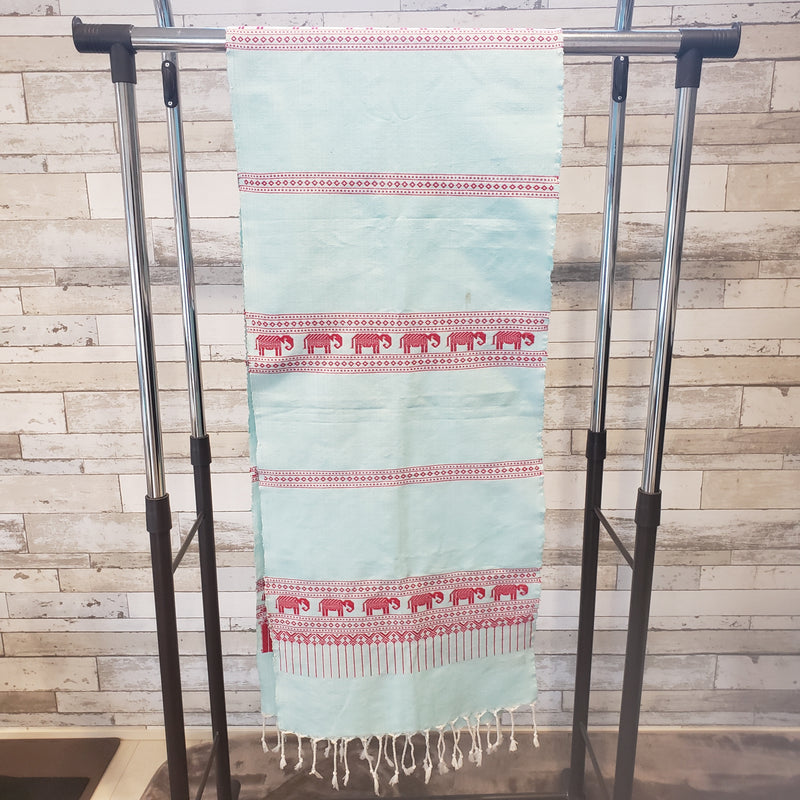 スカーフ (水色/赤)