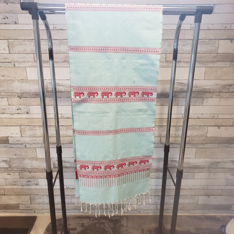 スカーフ (水色/赤)