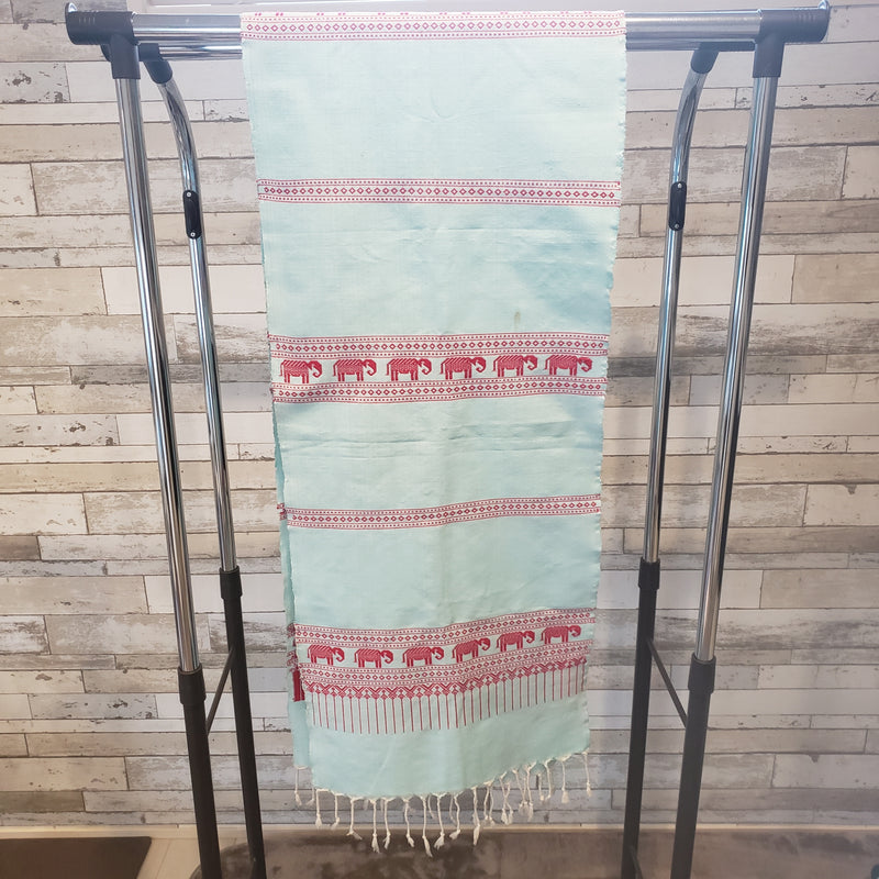 スカーフ (水色/赤)