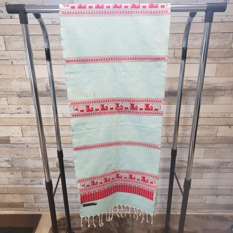 スカーフ (水色/赤)